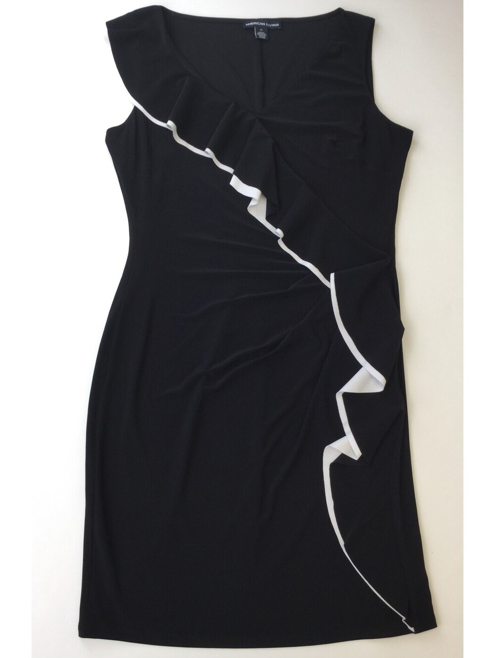 American Living Womens Two Tone Ruffled Trim Dress Size 14